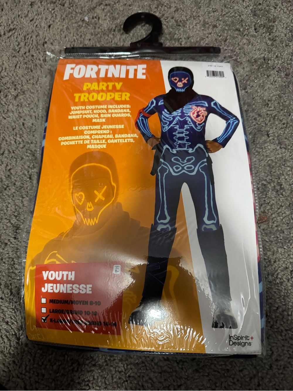 Fortnite Party Trooper Youth Costume Size XLarge 14-16 Halloween Cosplay